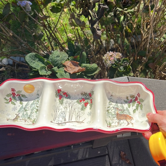 CHRISTMAS dish winter forest 3 section server - Picture 6 of 16